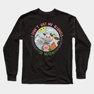 I Don't Eat My Friends - Go Vegan - Retro Cracked Vintage design Long Sleeve T-Shirt